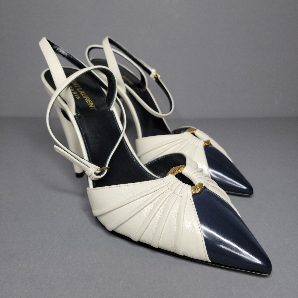 SAINT LAURENT PARIS Alma Leather Slingback Pumps